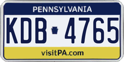 PA license plate KDB4765