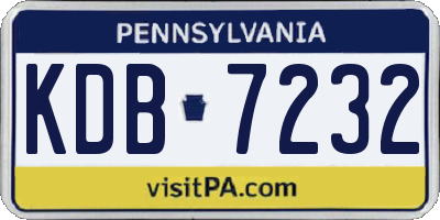 PA license plate KDB7232