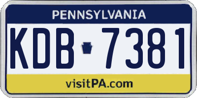 PA license plate KDB7381