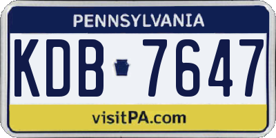 PA license plate KDB7647