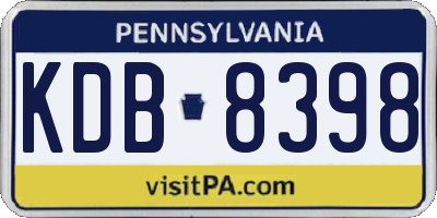 PA license plate KDB8398