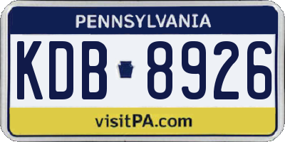 PA license plate KDB8926