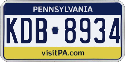 PA license plate KDB8934