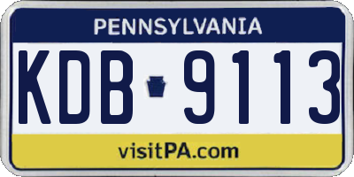 PA license plate KDB9113