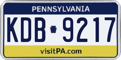 PA license plate KDB9217