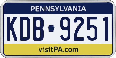 PA license plate KDB9251