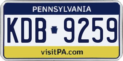 PA license plate KDB9259