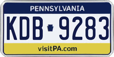PA license plate KDB9283