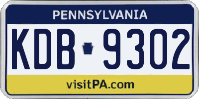 PA license plate KDB9302