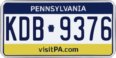PA license plate KDB9376