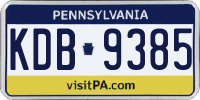 PA license plate KDB9385