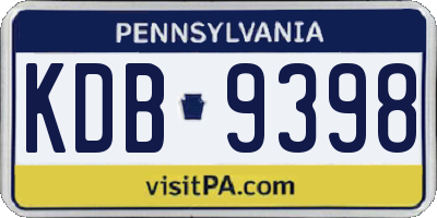 PA license plate KDB9398