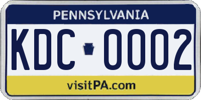 PA license plate KDC0002