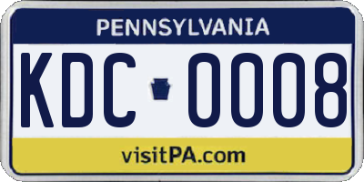 PA license plate KDC0008