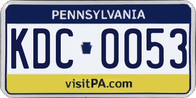 PA license plate KDC0053