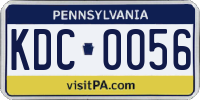 PA license plate KDC0056