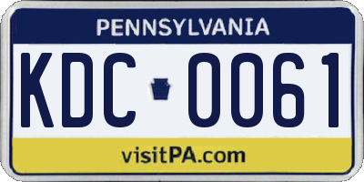 PA license plate KDC0061