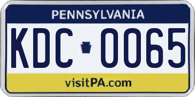 PA license plate KDC0065