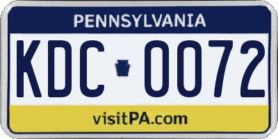 PA license plate KDC0072