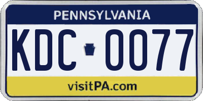 PA license plate KDC0077