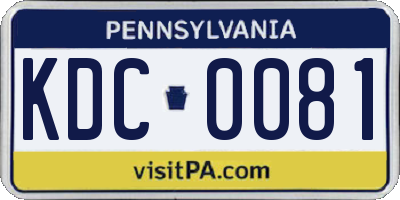 PA license plate KDC0081