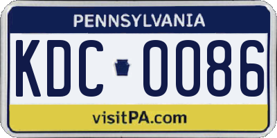 PA license plate KDC0086