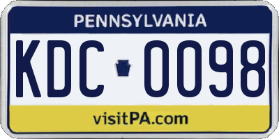 PA license plate KDC0098