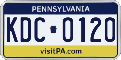 PA license plate KDC0120