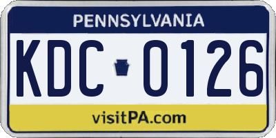 PA license plate KDC0126