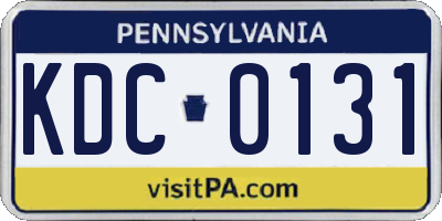 PA license plate KDC0131