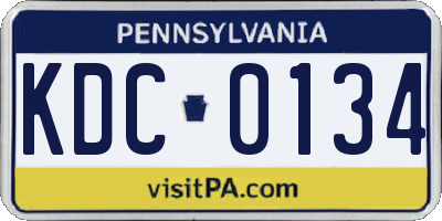 PA license plate KDC0134