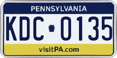 PA license plate KDC0135