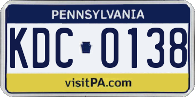 PA license plate KDC0138
