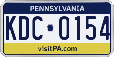 PA license plate KDC0154