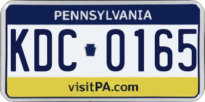 PA license plate KDC0165