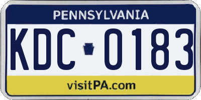 PA license plate KDC0183