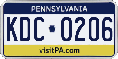 PA license plate KDC0206