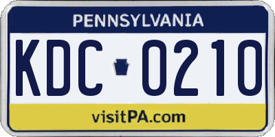PA license plate KDC0210