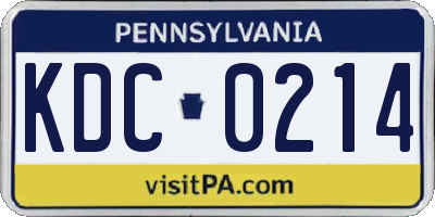 PA license plate KDC0214
