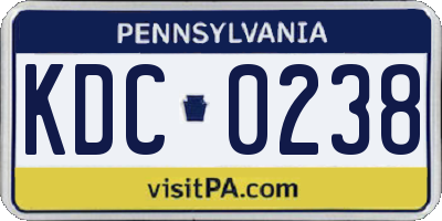 PA license plate KDC0238