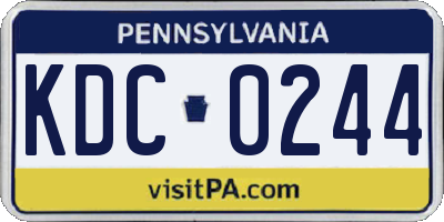 PA license plate KDC0244