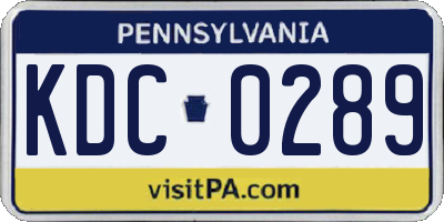 PA license plate KDC0289