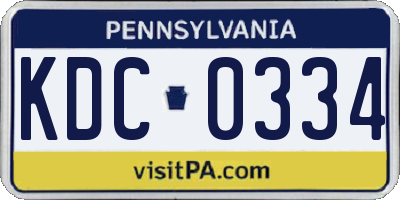 PA license plate KDC0334