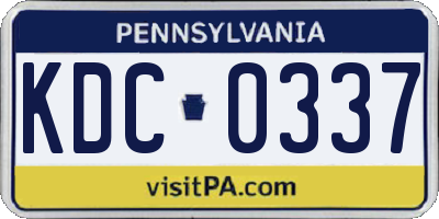 PA license plate KDC0337