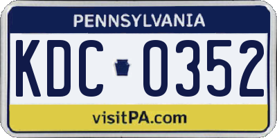 PA license plate KDC0352