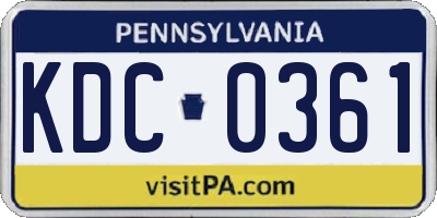 PA license plate KDC0361