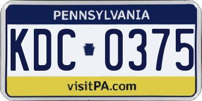 PA license plate KDC0375