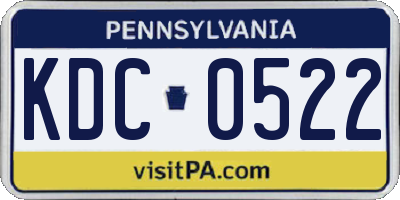 PA license plate KDC0522