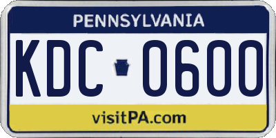 PA license plate KDC0600