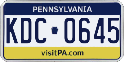PA license plate KDC0645